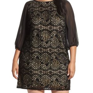 Adrianna Papell Flocked Lace Shift Dress (Plus)